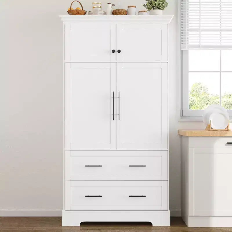 Whisen 72,6'' H Meuble de cuisine autoportant, Buffets, Grand placard de rangement avec 4 portes