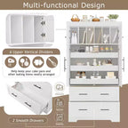 Whisen 72,6'' H Meuble de cuisine autoportant, Buffets, Grand placard de rangement avec 4 portes