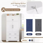 Whisen 72,6'' H Meuble de cuisine autoportant, Buffets, Grand placard de rangement avec 4 portes