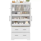 Whisen 72,6'' H Meuble de cuisine autoportant, Buffets, Grand placard de rangement avec 4 portes