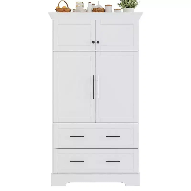 Whisen 72,6'' H Meuble de cuisine autoportant, Buffets, Grand placard de rangement avec 4 portes