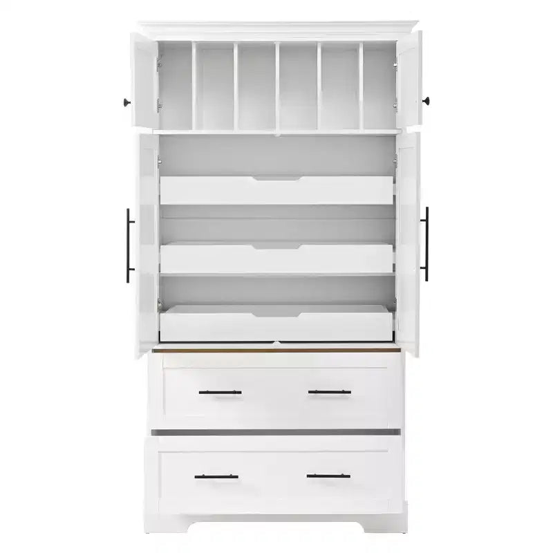 Whisen 72,6'' H Meuble de cuisine autoportant, Buffets, Grand placard de rangement avec 4 portes