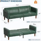 Canapé-lit futon moderne en similicuir de 75 pouces, causeuse du milieu du siècle pour petit espace, salon et chambre à coucher