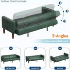 Canapé-lit futon moderne en similicuir de 75 pouces, causeuse du milieu du siècle pour petit espace, salon et chambre à coucher