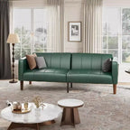 Canapé-lit futon moderne en similicuir de 75 pouces, causeuse du milieu du siècle pour petit espace, salon et chambre à coucher