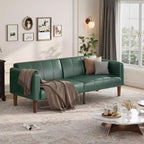 Canapé-lit futon moderne en similicuir de 75 pouces, causeuse du milieu du siècle pour petit espace, salon et chambre à coucher