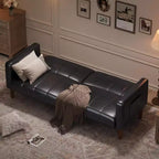 Canapé-lit futon moderne en similicuir de 75 pouces, causeuse du milieu du siècle pour petit espace, salon et chambre à coucher