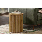 Table d'appoint contemporaine industrielle Karl en manguier massif, 45,7 cm de large, assemblée