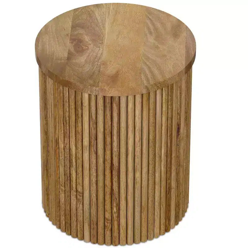 Table d'appoint contemporaine industrielle Karl en manguier massif, 45,7 cm de large, assemblée
