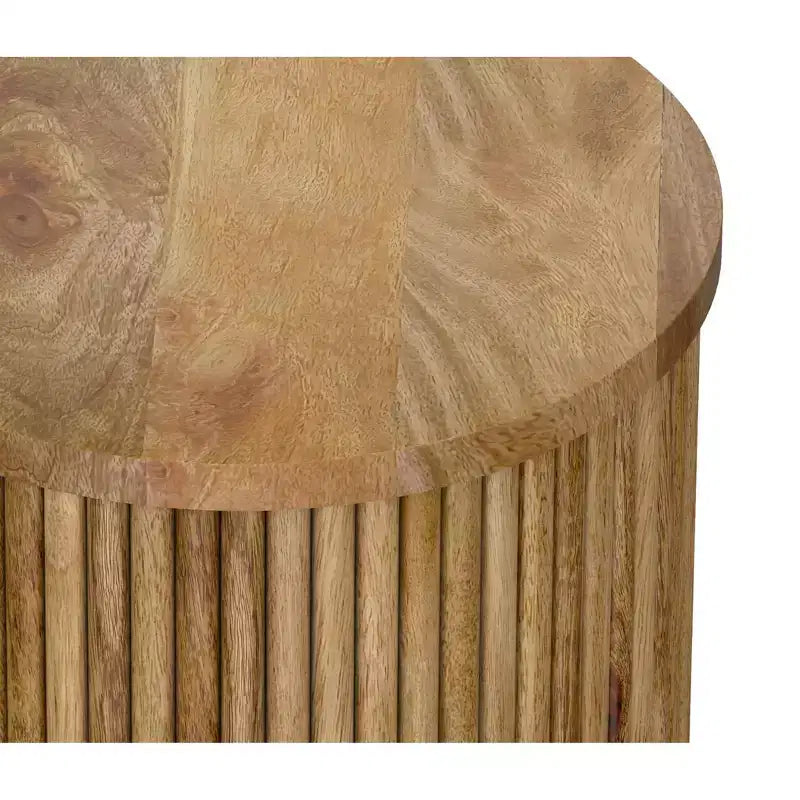 Table d'appoint contemporaine industrielle Karl en manguier massif, 45,7 cm de large, assemblée