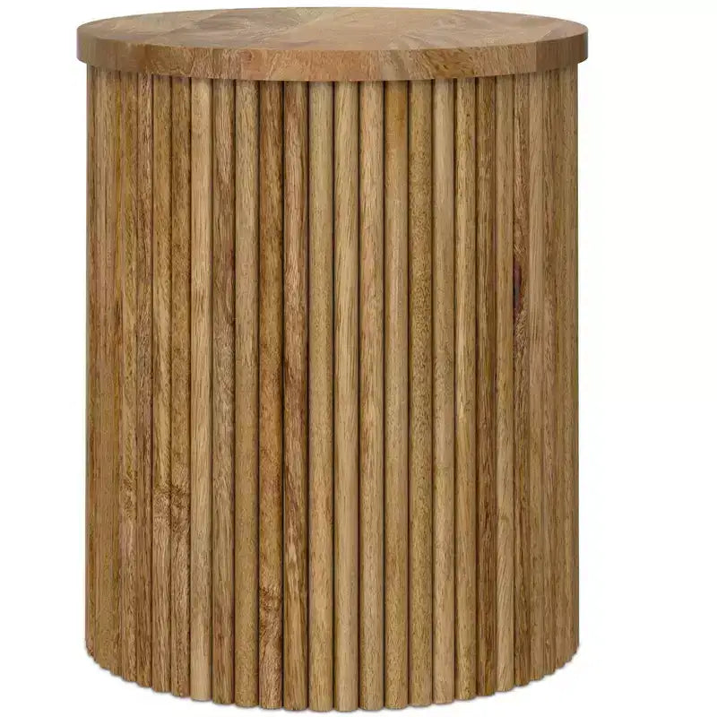 Table d'appoint contemporaine industrielle Karl en manguier massif, 45,7 cm de large, assemblée