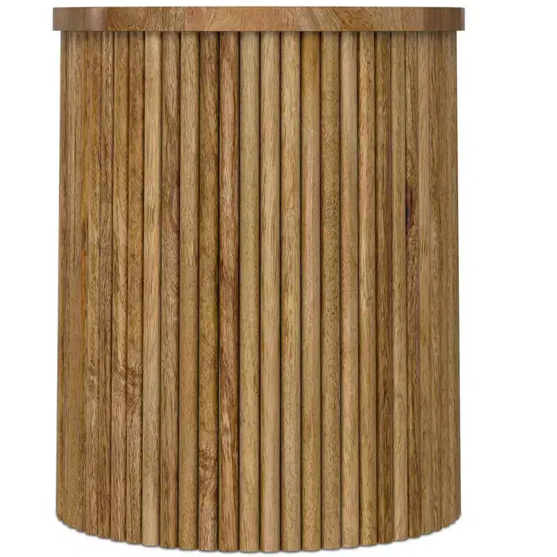 Table d'appoint contemporaine industrielle Karl en manguier massif, 45,7 cm de large, assemblée