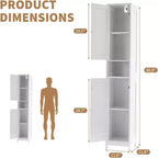 Armoire de rangement de salle de bain haute et étroite avec portes doubles - Meuble de rangement autoportant pour petits espaces