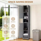 Armoire de rangement de salle de bain haute et étroite avec portes doubles - Meuble de rangement autoportant pour petits espaces
