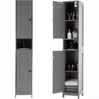 Armoire de rangement de salle de bain haute et étroite avec portes doubles - Meuble de rangement autoportant pour petits espaces
