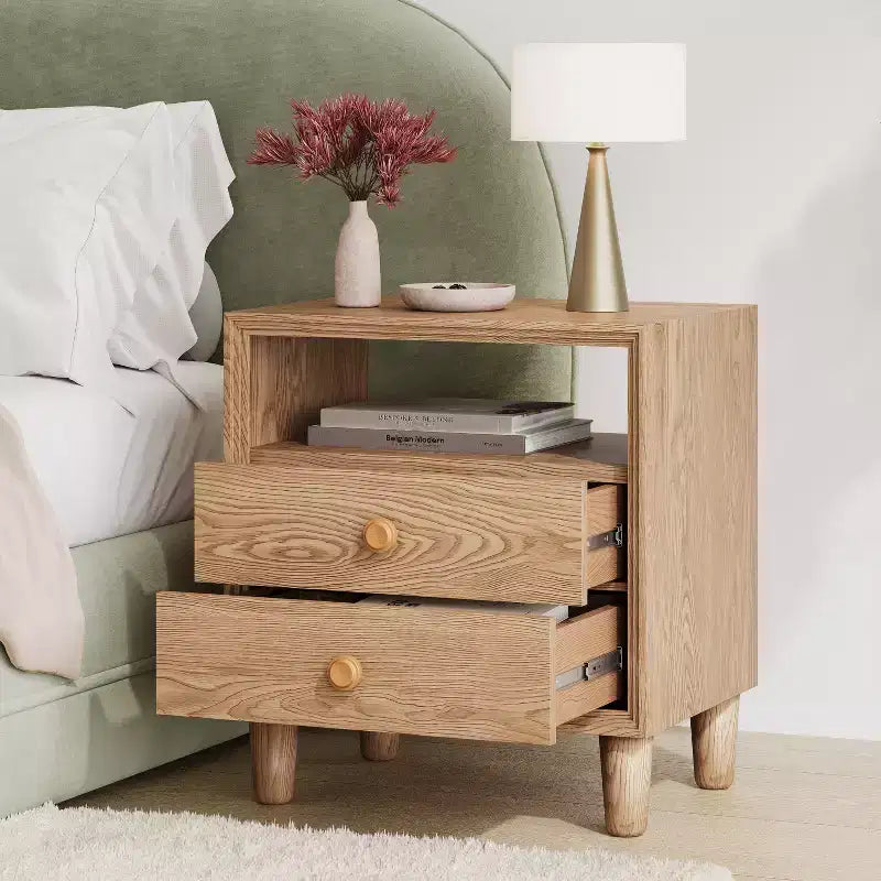 Christopher Knight Home Ramona Table de chevet moderne avec 2 tiroirs et étagère ouverte