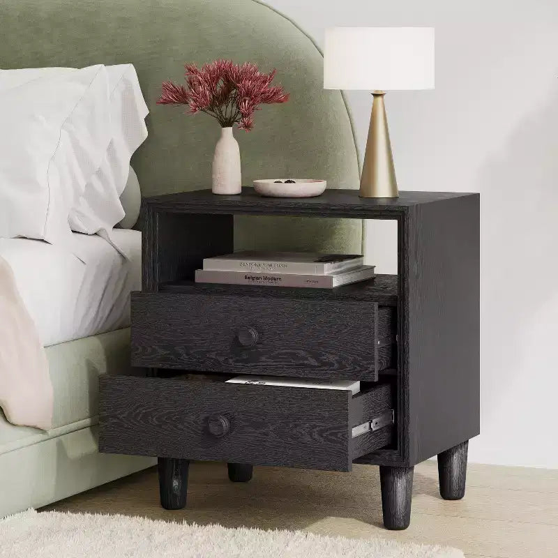 Christopher Knight Home Ramona Table de chevet moderne avec 2 tiroirs et étagère ouverte