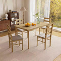 MAYEERTY 5-Piece Solid Wood Dining Table Chair Set, Natural Wood Color Rectangle Table + 4 Back Chairs for Dining Room