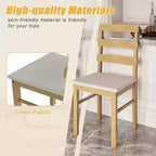 MAYEERTY Ensemble de salle à manger 5 pièces, table et chaises en bois massif, table rectangulaire couleur bois naturel + 4 chaises à dossier pour salle à manger