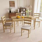 MAYEERTY Ensemble de salle à manger 5 pièces, table et chaises en bois massif, table rectangulaire couleur bois naturel + 4 chaises à dossier pour salle à manger