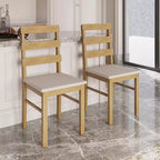 MAYEERTY Ensemble de salle à manger 5 pièces, table et chaises en bois massif, table rectangulaire couleur bois naturel + 4 chaises à dossier pour salle à manger