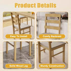 MAYEERTY Ensemble de salle à manger 5 pièces, table et chaises en bois massif, table rectangulaire couleur bois naturel + 4 chaises à dossier pour salle à manger