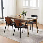 Chaises de salle à manger modernes du milieu du siècle, lot de 2, avec revêtement en cuir PU, dossier en bois courbé de noyer et pieds réglables