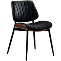 Mid-Century Modern Dining Chairs Set of 2 with PU Leather Upholstery  Walnut Bentwood Back & Adjustable Feet