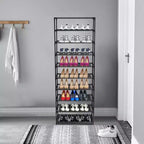 Étagère à chaussures empilable à 10 niveaux - Cadre en acier inoxydable peut contenir 50 paires de chaussures