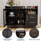 Meuble Bar à Vin LED Haut de Gamme avec Portes Vitrées et Tiroirs de Rangement - Mobilier de Bar Polyvalent pour Cuisine, Salle à Manger, Bureau, Salle de Jeux