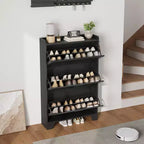 Meuble à chaussures de rangement pour entrée, meuble à chaussures étroit avec 3 tiroirs basculants, meuble à chaussures mince et dissimulé autonome