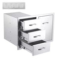 COZONY Stainless Steel Outdoor Kitchen Drawers Set, Waterproof Flush Mount Storage Cabinet for BBQ Grill Islands Patio Backyard