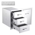COZONY Stainless Steel Outdoor Kitchen Drawers Set, Waterproof Flush Mount Storage Cabinet for BBQ Grill Islands Patio Backyard
