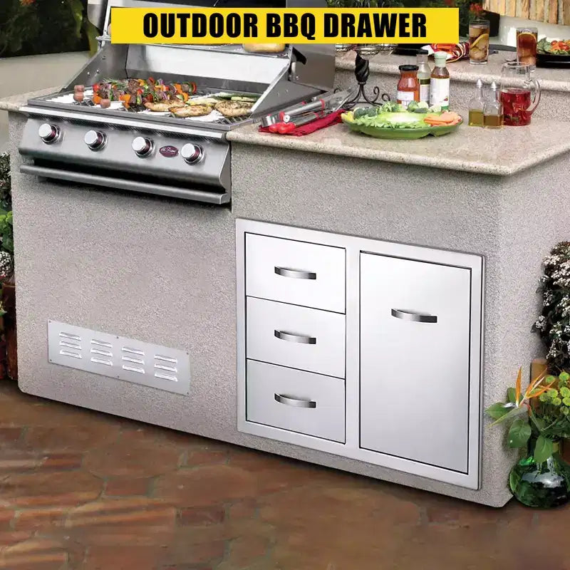 Tiroirs de cuisine d'extérieur en acier inoxydable COZONY, meuble de rangement encastré étanche pour îlots de barbecue, patio, jardin
