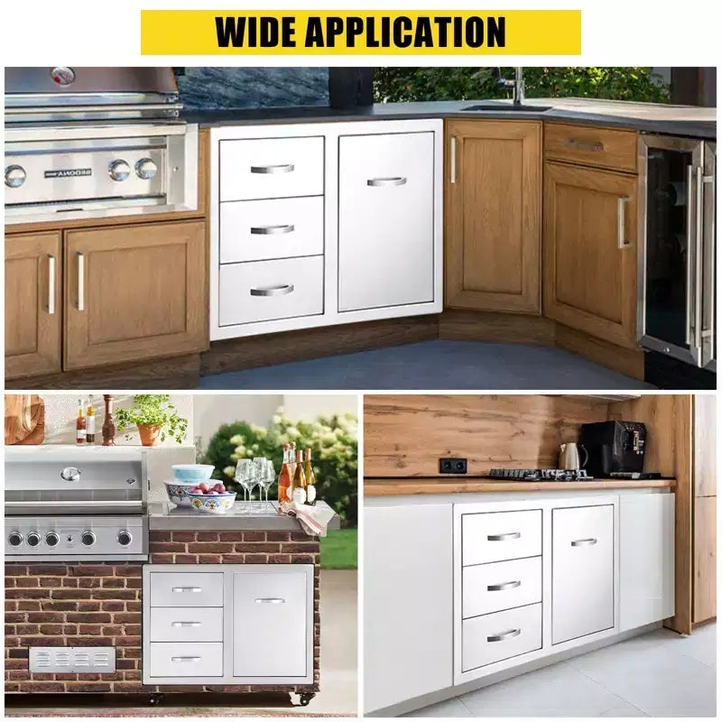 Tiroirs de cuisine d'extérieur en acier inoxydable COZONY, meuble de rangement encastré étanche pour îlots de barbecue, patio, jardin