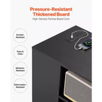 Classeur mobile à 3 tiroirs avec multiprise Rangement roulant verrouillable avec étagères Noir