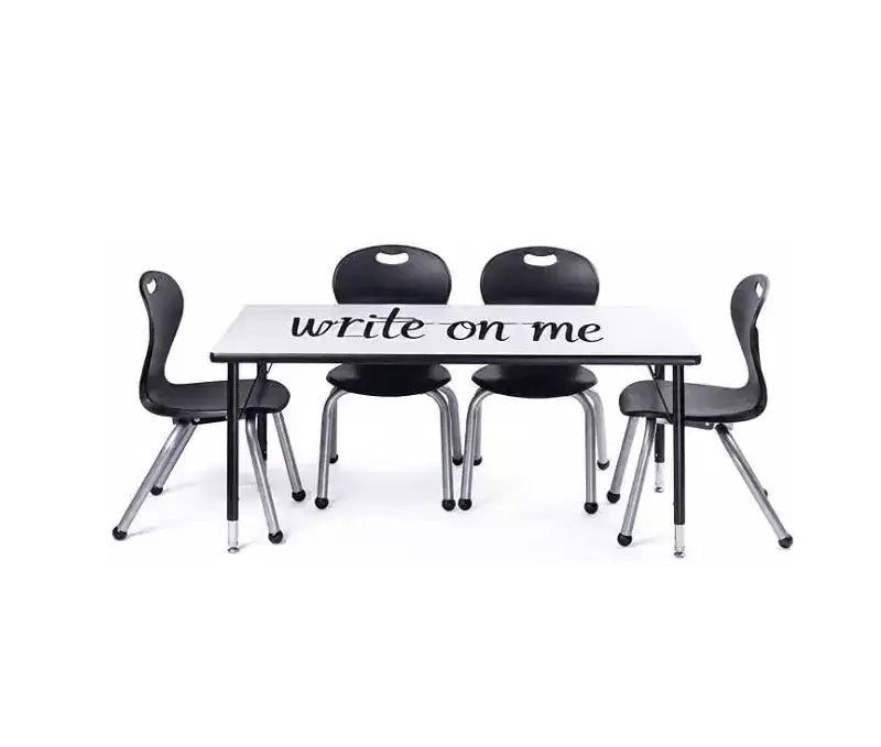 Table & Chair Set: Gray Edge Table, 12'' Black Zuul