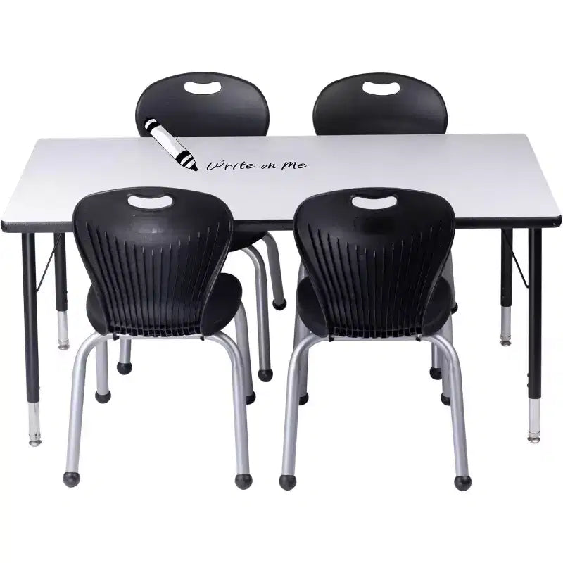 Ensemble Table et Chaises : Table à bord gris, Zuul noir 12''