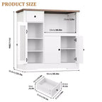 Coolmee Meuble de Cuisine Micro-ondes avec Rangement et Tiroirs, Buffet Moderne Compact avec Portes Vitrées et Étagère Réglable, Buffet en Bois