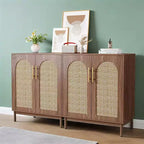 Ensemble de 2 buffets, armoire de rangement en rotin avec portesBrwo