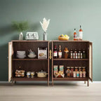 Ensemble de 2 buffets, armoire de rangement en rotin avec portesBrwo