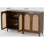 Ensemble de 2 buffets, armoire de rangement en rotin avec portesBrwo