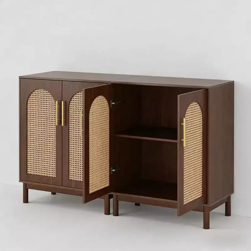 Ensemble de 2 buffets, armoire de rangement en rotin avec portesBrwo
