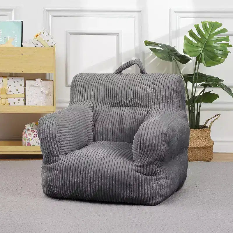 Fauteuil Poire pour Enfants, Chaise Confortable pour Tout-Petits avec Ours Fraise, Canapé Poire pour Tout-Petits Garçons et Filles, Canapé Paresseux Housse en Velours Côtelé Doux