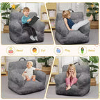 Fauteuil Poire pour Enfants, Chaise Confortable pour Tout-Petits avec Ours Fraise, Canapé Poire pour Tout-Petits Garçons et Filles, Canapé Paresseux Housse en Velours Côtelé Doux