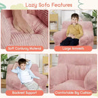 Fauteuil Poire pour Enfants, Chaise Confortable pour Tout-Petits avec Ours Fraise, Canapé Poire pour Tout-Petits Garçons et Filles, Canapé Paresseux Housse en Velours Côtelé Doux