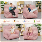 Fauteuil Poire pour Enfants, Chaise Confortable pour Tout-Petits avec Ours Fraise, Canapé Poire pour Tout-Petits Garçons et Filles, Canapé Paresseux Housse en Velours Côtelé Doux