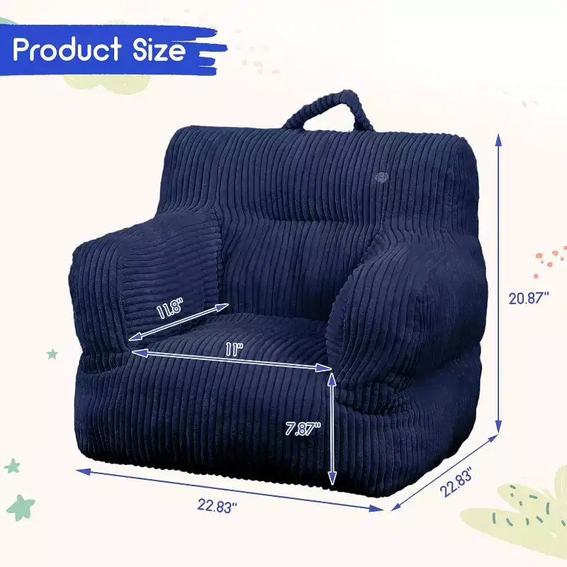 Fauteuil Poire pour Enfants, Chaise Confortable pour Tout-Petits avec Ours Fraise, Canapé Poire pour Tout-Petits Garçons et Filles, Canapé Paresseux Housse en Velours Côtelé Doux