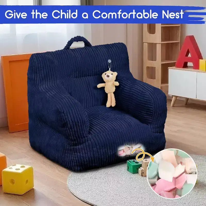 Fauteuil Poire pour Enfants, Chaise Confortable pour Tout-Petits avec Ours Fraise, Canapé Poire pour Tout-Petits Garçons et Filles, Canapé Paresseux Housse en Velours Côtelé Doux