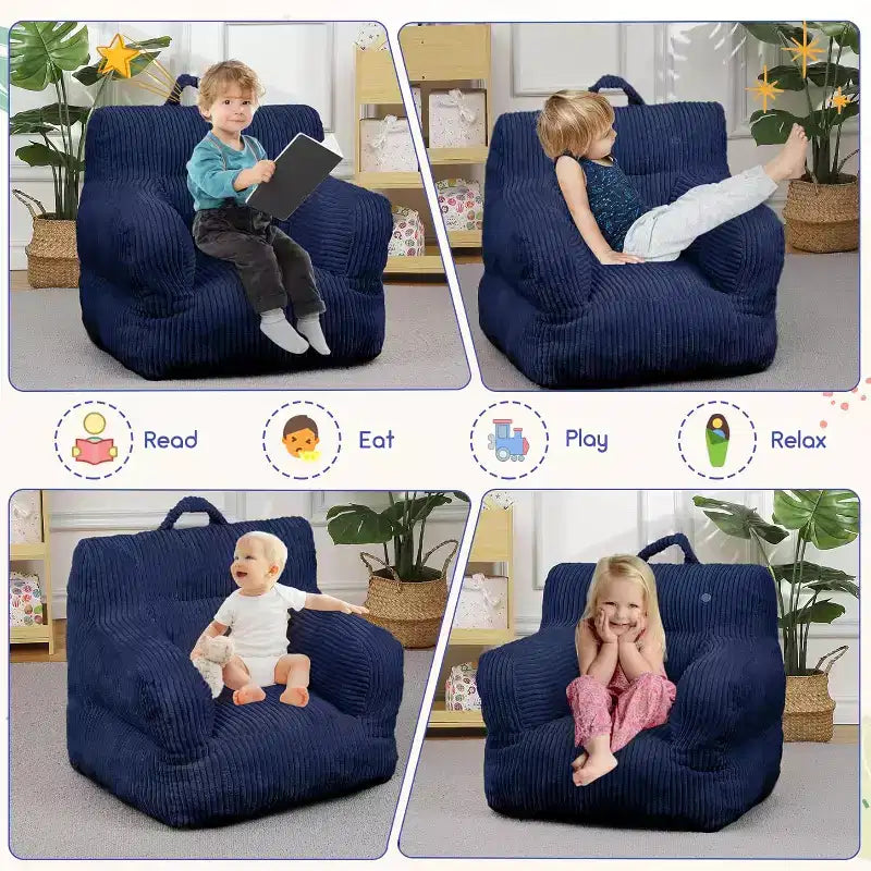 Fauteuil Poire pour Enfants, Chaise Confortable pour Tout-Petits avec Ours Fraise, Canapé Poire pour Tout-Petits Garçons et Filles, Canapé Paresseux Housse en Velours Côtelé Doux